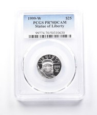 1999-W $25 American Platinum Eagle 1/4 Oz Platinum PR70 DCAM PCGS *3771 2051.04 per troy oz