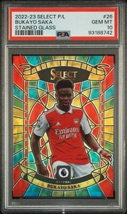 BUKAYO SAKA PSA 10 2022-23 PANINI SELECT PREMIER LEAGUE STAINED GLASS ARSENAL