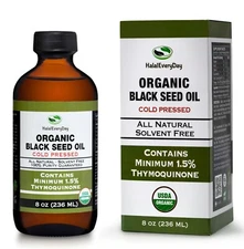 Black Seed Oil 8 oz - USDA Organic 100% Pure Cold Pressed Cumin Nigella Sativa
