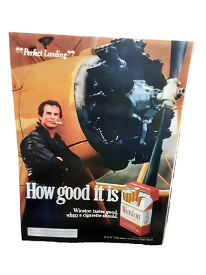 1973 Winston Cigarettes Perfect Landing Vintage Plane Original Print Ad 70s