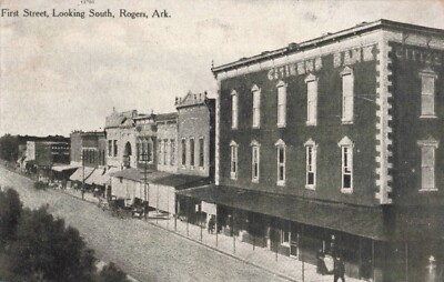 Rogers, Arkansas Postcard First Street Citizens Bank  PM 1913  L9
