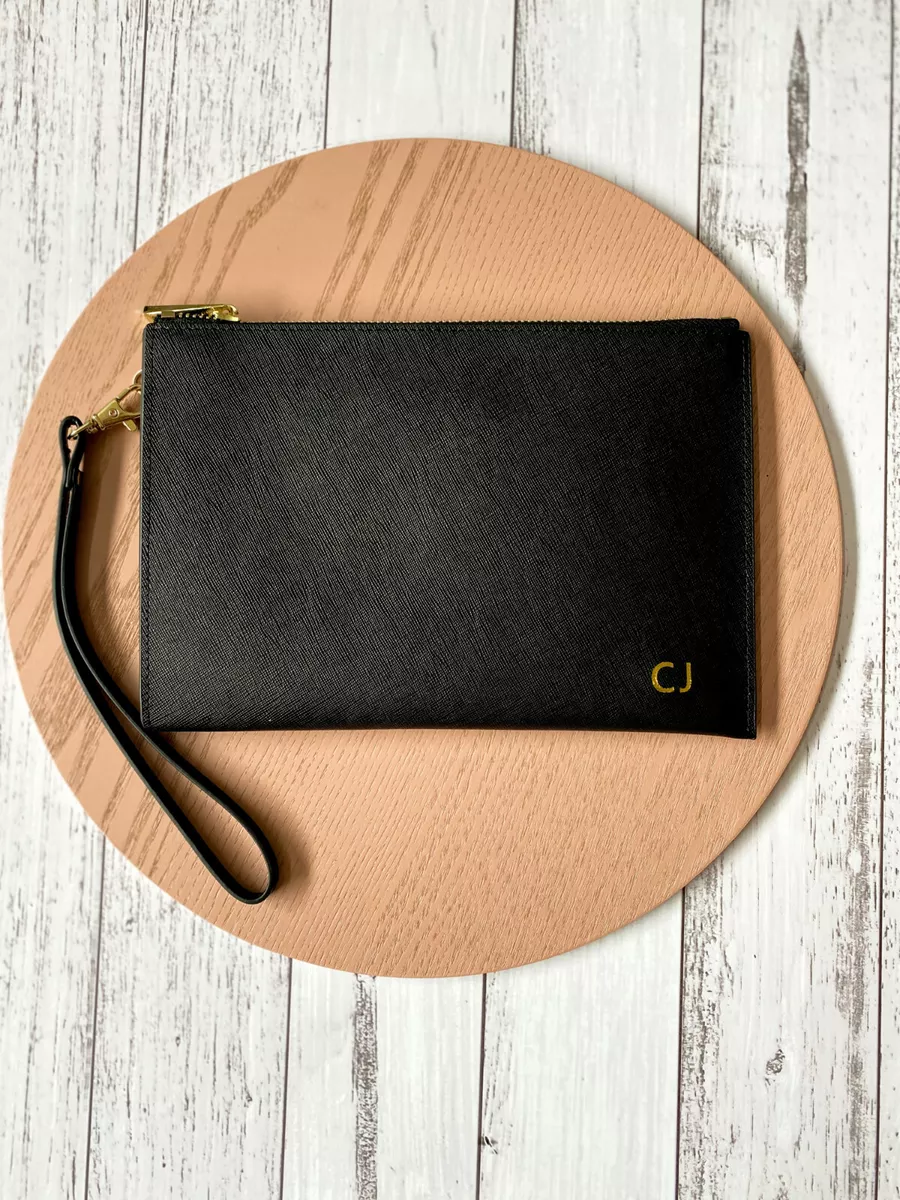 Personalised leather cheap clutch bag