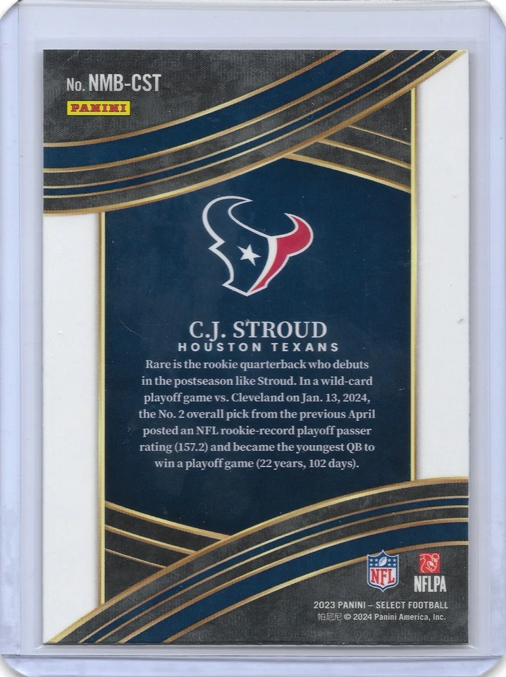 2023 Panini Select Numbers Insert #NMB-CST – C.J. Stroud Rookie Card Texans - Image 2 of 2