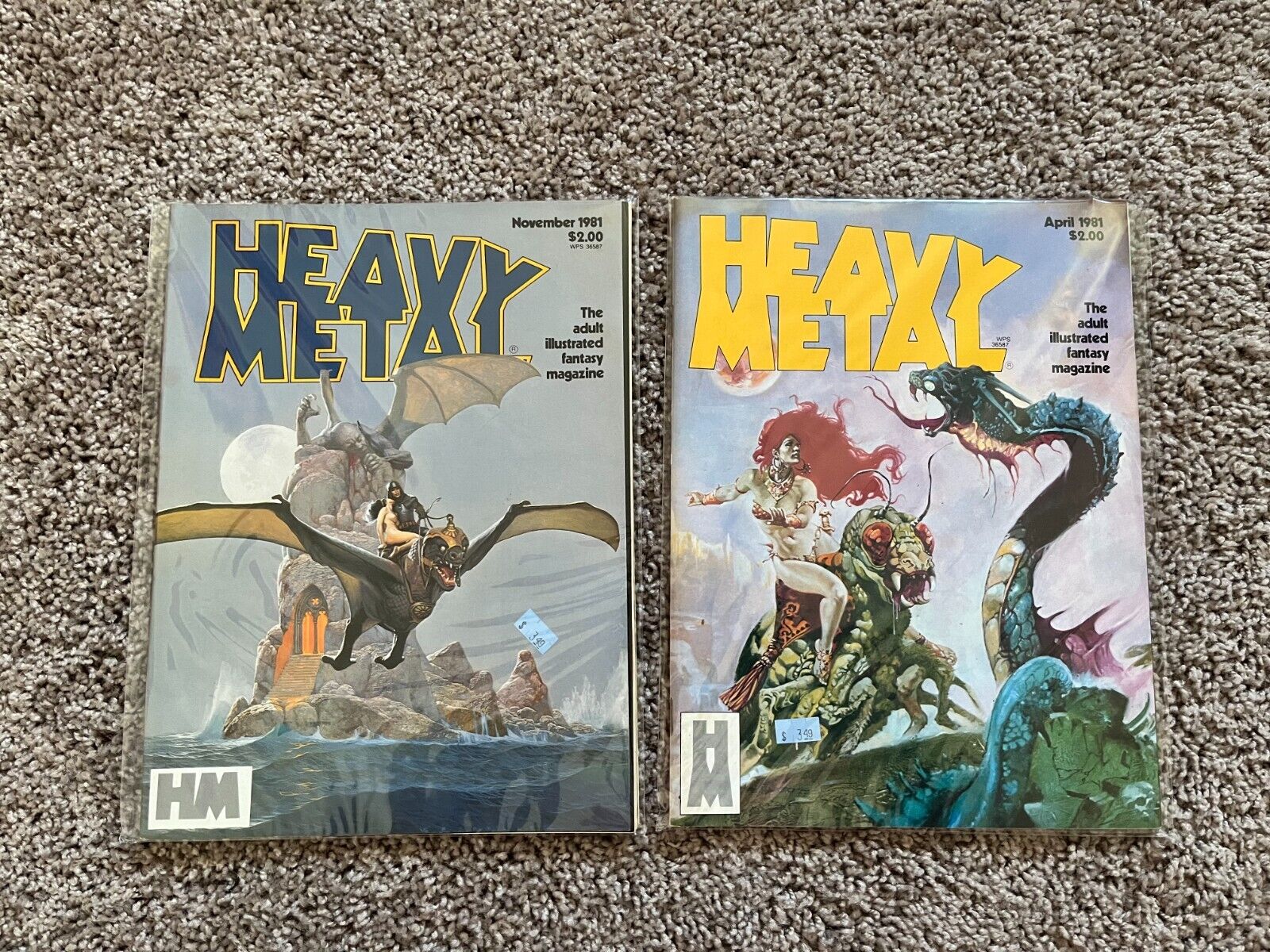 Lot of 10 vintage Heavy Metal Magazine 1977-1982 Adult Fantasy Illustrated