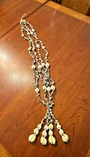 Vintage 34" 1980s Seashell Hanging Basket Plant Hanger Retro Boho Beach