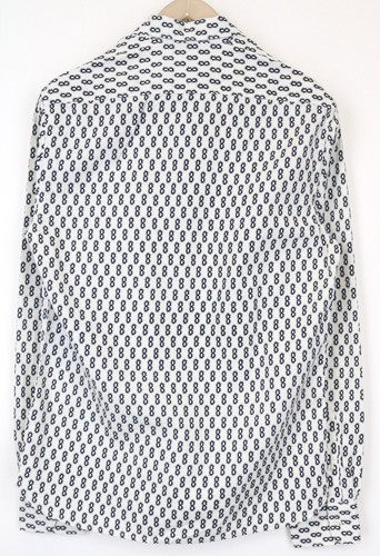 Scotch&Soda Ams Couture Hombre Camisa M Blanco Algodón Puro Estampado Manga - Imagen 2 de 7