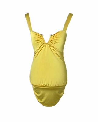 Janice Tiger Lily Swimsuit Womens Medium Yellow One Piece Sleeveless Swimwear