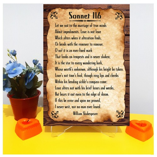 Sonnet 116 by Love Poem William Shakespeare, Wall art canvas on wood - Picture 6 of 8
