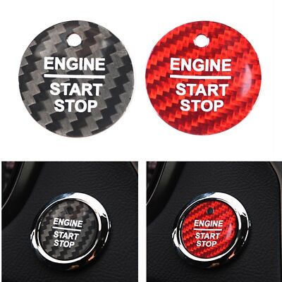 Red Carbon Fiber Engine Button Cap For Ford F150 Explorer Mondeo 2016-2018