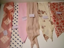 6 ladies, oblong scarfs. Reds,pinks, navy, neigh  cream. Chiffon  polyester