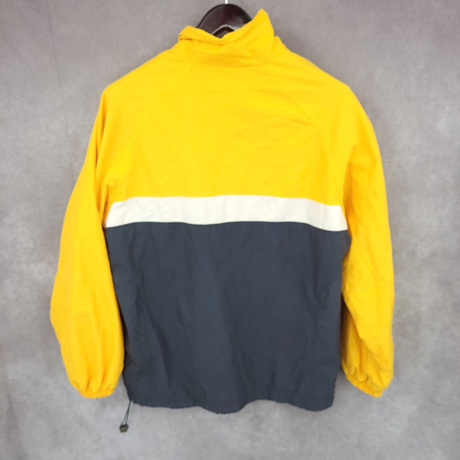 BCG Jacket Mens Medium Yellow Blue Full Zip Waterproof Windbreaker Light Weight - product detail image 5