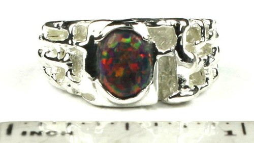 Anillo pepita de plata esterlina 925 para hombre, ópalo negro creado, SR197 - Imagen 5 de 5