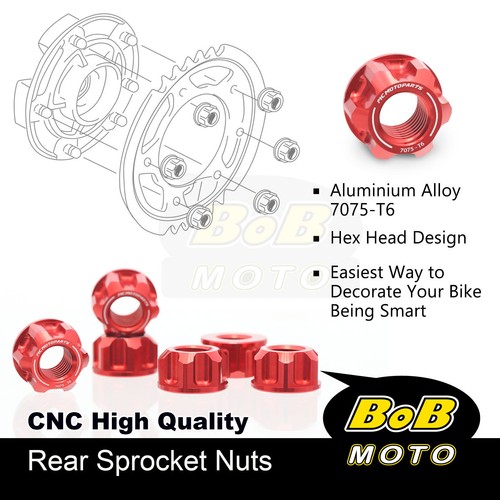Red SPOKE6 M10 Rear Sprocket Nuts For Ducati Monster 821 15-20 15 16 17 18 19 20 - Foto 7 di 12