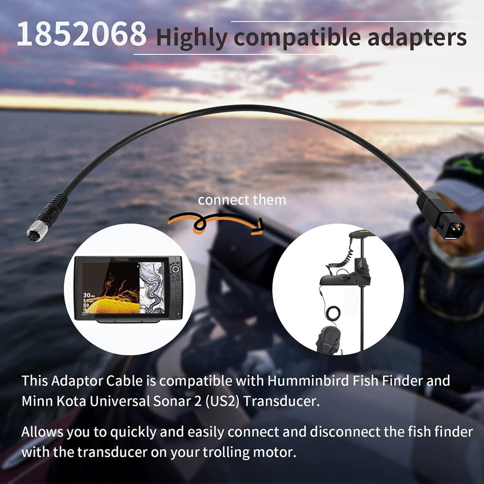 Cable adaptador transductor Humminbird 7 pines US2 1852068 para Minn Kota MKR-US2-8 Foto 3 de 4