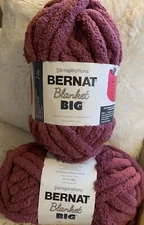 Bernat Yarn Blanket Big Jumbo #7 Plum Purple Prune Chenille Chunky 1 Skein
