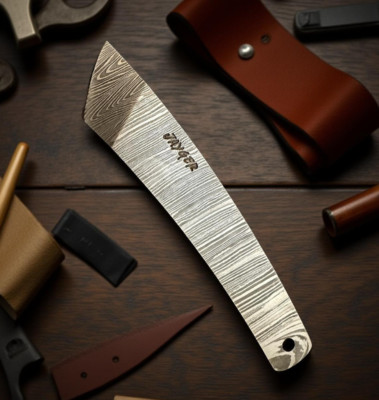 Handmade Damascus Kiridashi Knife   Precision Japanese Style Marking Tool