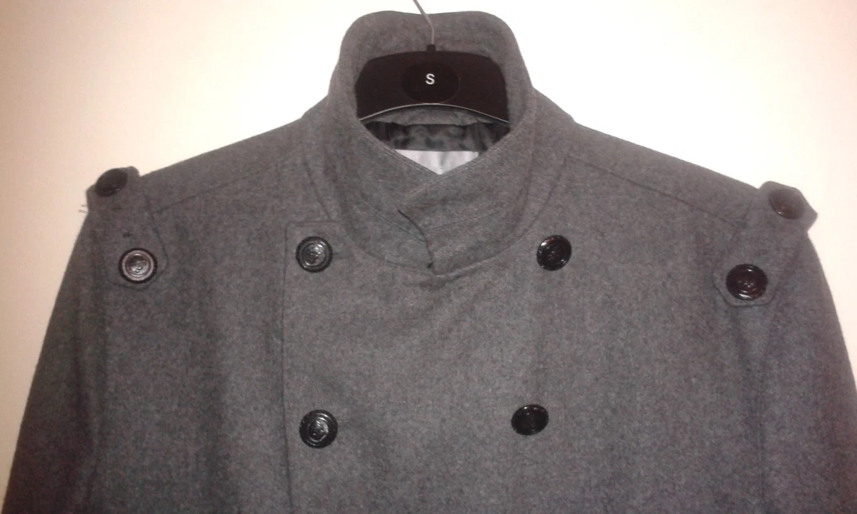Topman grey peacoat clearance