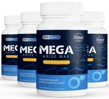 4 Pack Mega Arise Max, mejora el libido y flujo sanguíneo-60 Cápsulas x4