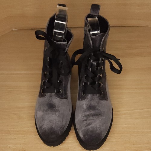 Mossimo Blue Velvet Combat Boots 7 - Picture 2 of 8