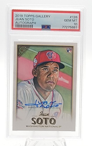 JUAN SOTO 2018 TOPPS GALLERY BASEBALL ROOKIE RC AUTO #126 NATIONALS PSA 10 Q7706
