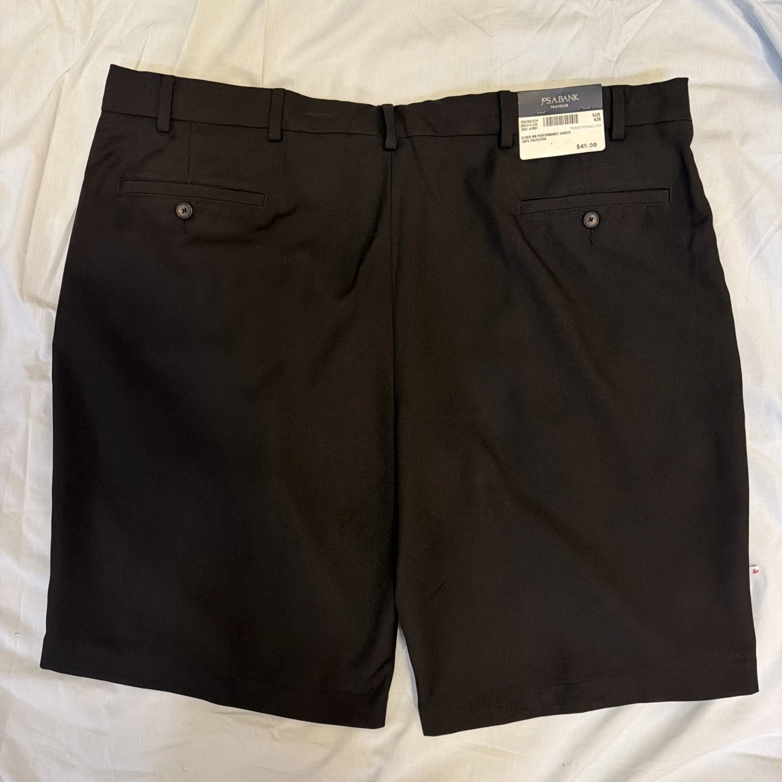 Jos. A. Bank Size 44R Black Shiny Shorts, Quick Dry,wrinkle Resistant,Shirt Grip