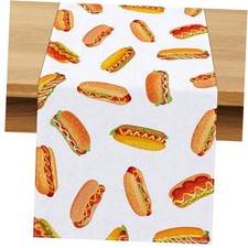 Hot Dog Table Runner Hot Dog Day Birthday Party Decoration Fast Food 13" x 90"