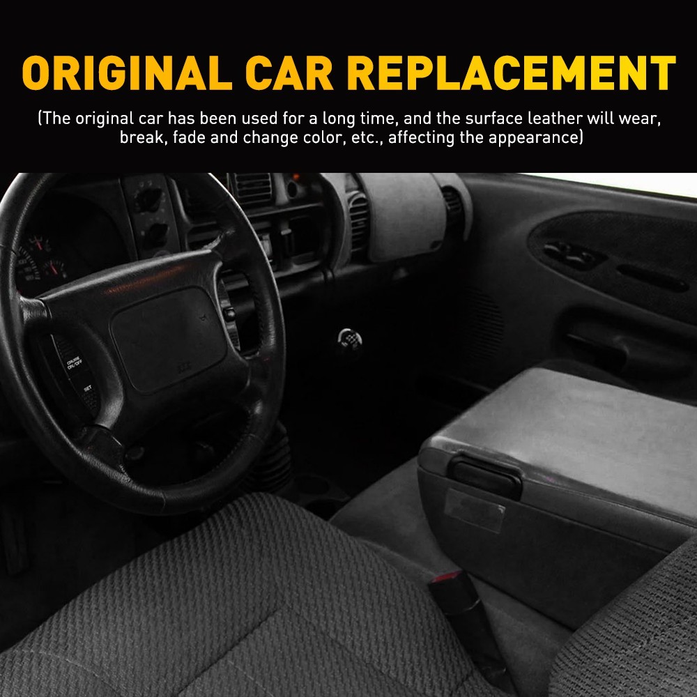 Center Console Lid Armrest Leather Cover Skin Black Fits For Dodge Ram 1994-2001