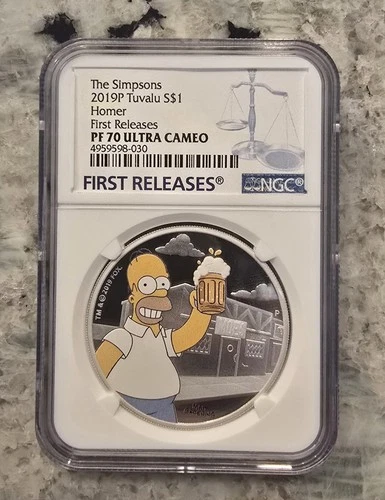 2019-P Tuvalu Homer $1 .9999 Silver Coin NGC PR70 UC