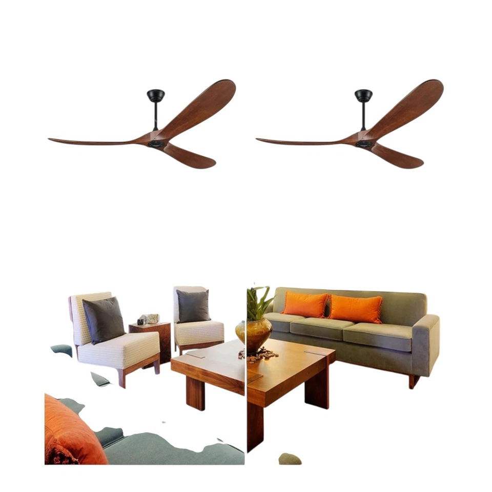 Boosant 60” Ceiling Fan W Remote Control Solid Wood Blades Dark Walnut - Image 3 of 4