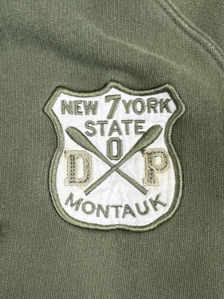 Sudadera con Capucha Ditch Plains Para Hombres Mediana Verde Cremallera Completa Parche Montauk Sudadera Raglán Foto 4 de 4