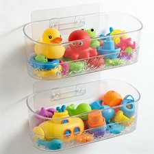 Bath Toy Storage Organizer, 2 Packs Quick Dry Clear Bathtub Toys storage Larg...