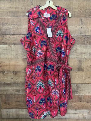 NWT Printfresh Palm Tree Paradise Lucia Cotton Wrap Dress Sz 2X 