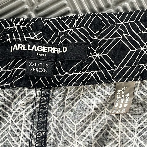 Karl Lagerfeld Paris Mens XXL Regular fit Drawstring Shorts Black Geometric - Picture 8 of 13