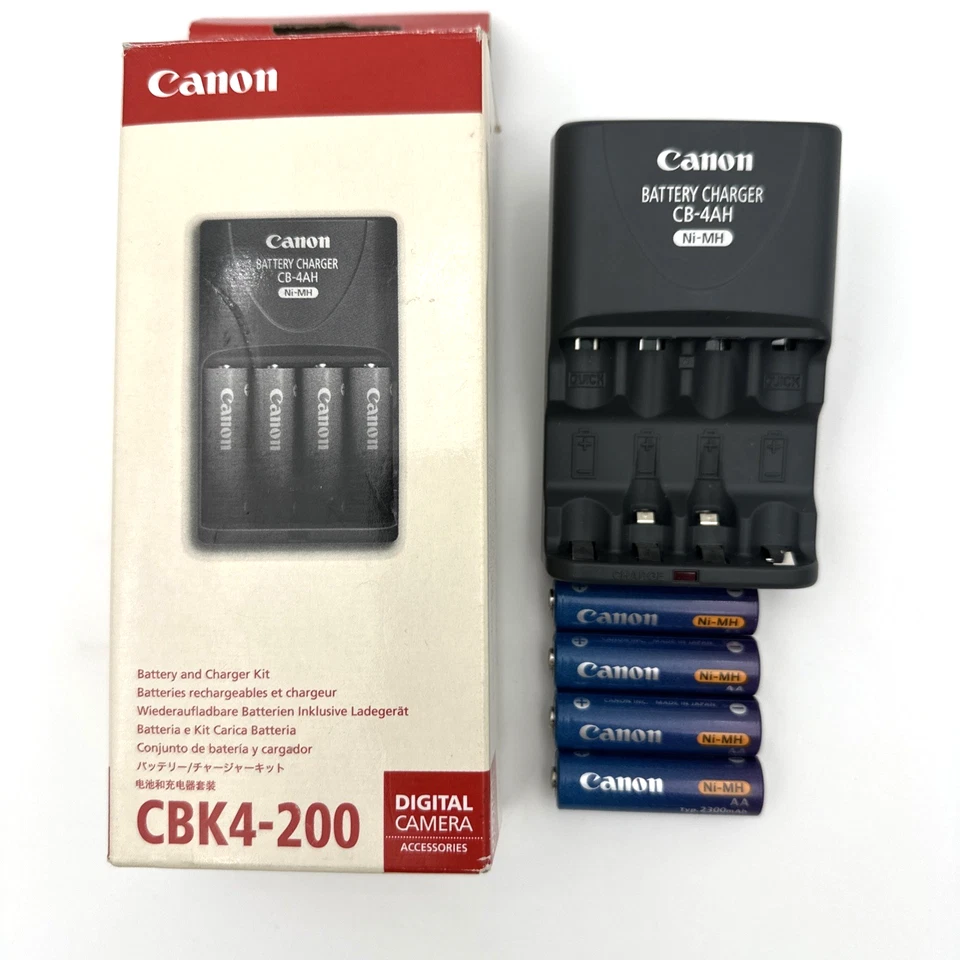 Kit Cargador Batería Canon CBK4-200 con 4 Pilas Recargables AA NiMH Probado Foto 4 de 4