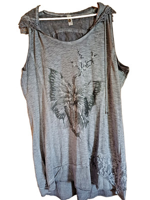  Tredy super Tunika okurzes Kleid mit Kapuze Pailletten grau Gr.46 top 