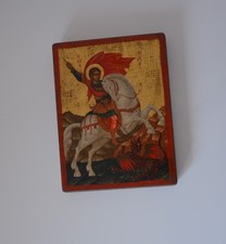 Ikone Heiliger St. Georg vergoldet 15X19x2 cm Wandbild