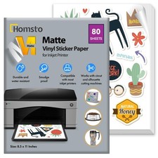 Printable Vinyl Sticker for Inkjet Printer - Adhesive Matte Waterproof Sticke...