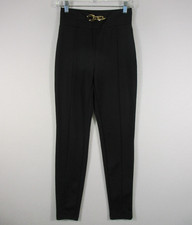 Shein Womens High Rise Skinny Pants Flat Front Elastic Waist Size XS Black