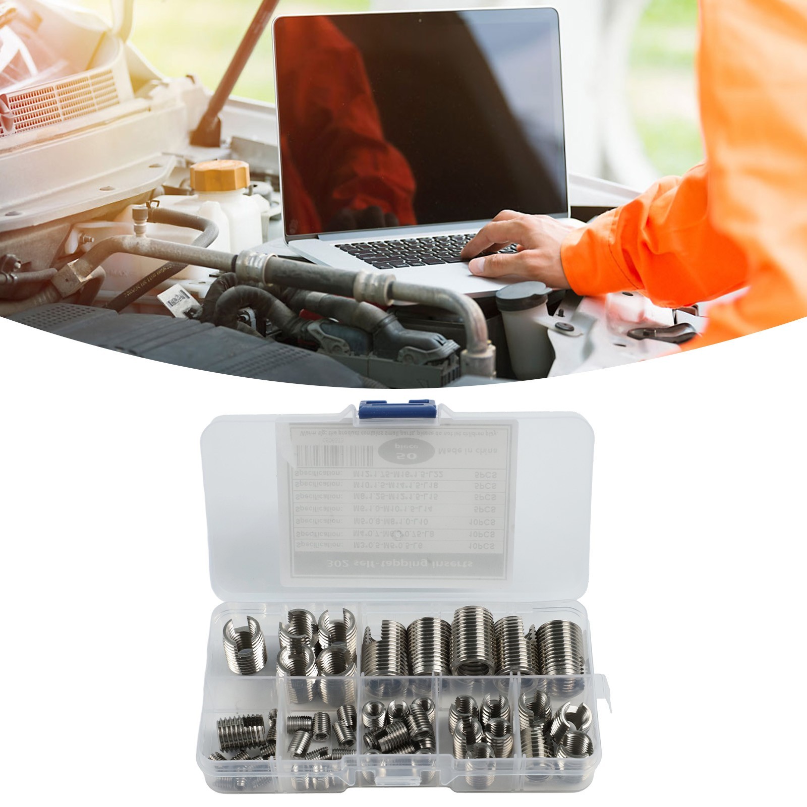 50PC Stainless Steel Inserts for M3 M5 M6 M8 M10 For M12 Thread Repair