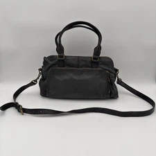 American Leather Co Black Pebbled Leather Satchel Crossbody Bag Top Handle Strap