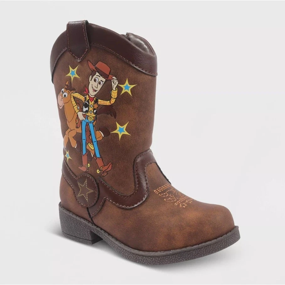 NIB Disney Pixar Kids Brown Toy Story Woody Kids Cowboy Western Boots Size 5 - Image 2 of 4