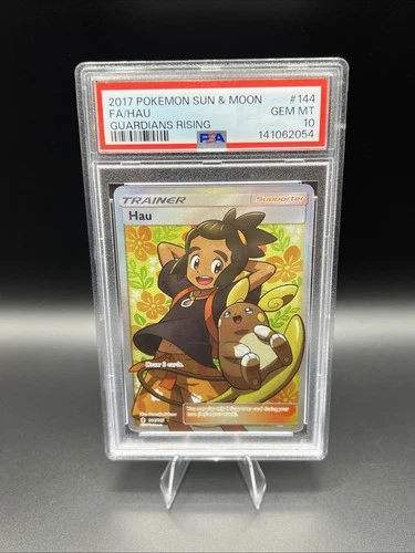 Pokemon Guardians Rising Hau 144/145 Full Art Ultra Rare Holo PSA 10 GEM MINT