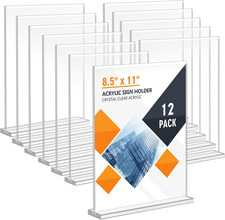 Acrylic Sign Holder 8.5 X 11, Double Sided Sign Holder Stand, Plastic 12 Pack