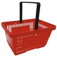 VK011= 2 Einkaufskörbe rot mit 1 Tragegriff schwarz Einkaufskorb Tragekörbe Korb