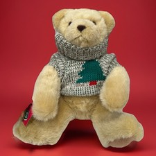 Hallmark Trevor Teddy Bear Plush With Christmas Tree Sweater 11  Vintage Tags 