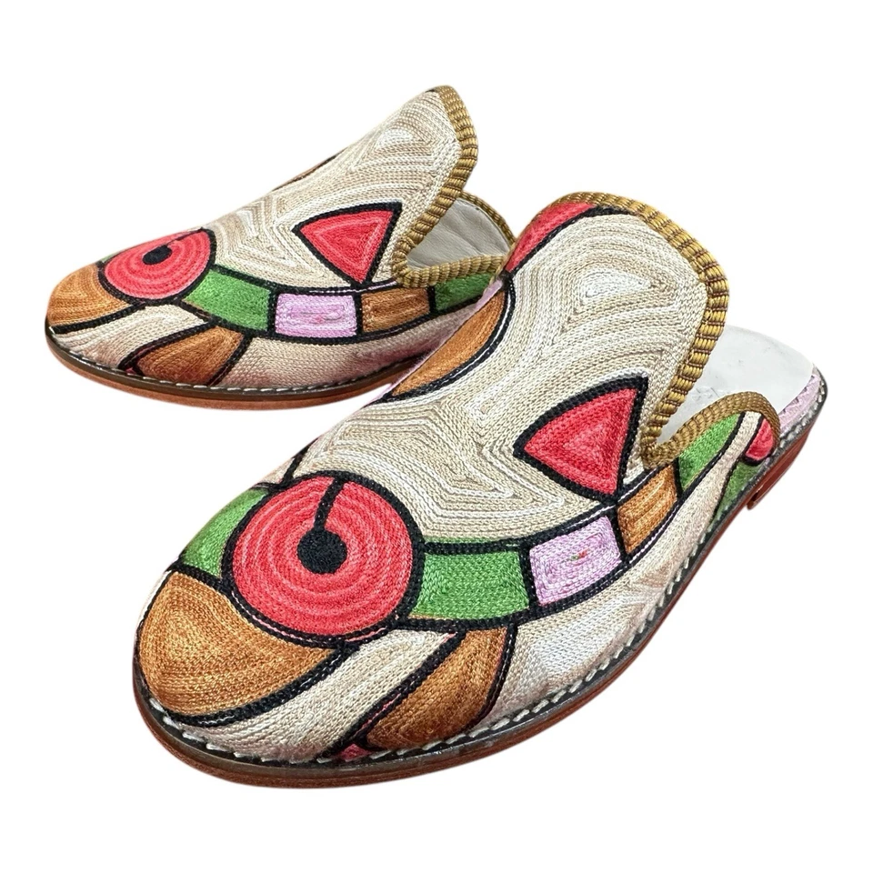 Ручной работы вышитые Slippees США-9 (ЕС-39) (подошва-твердая кожа. подкладка-кожа) - Изображение 4 из 4