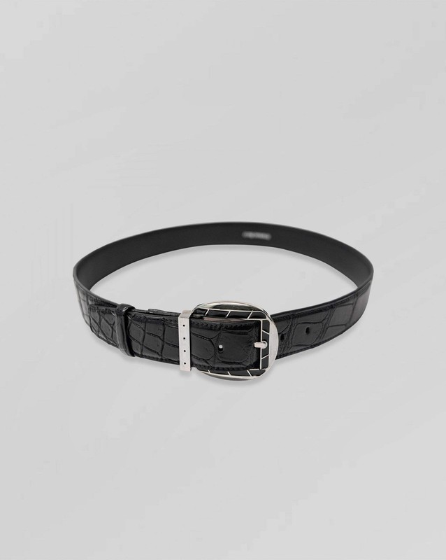 NEW STEFANO RICCI CROC BELT $2800 SILVER BUCKLE 90CM/35.4 IN