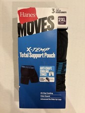 Hanes Moves Men  s Anti-Chafe Long Leg Boxer Briefs, X-Temp, 3 pack-2XL Black