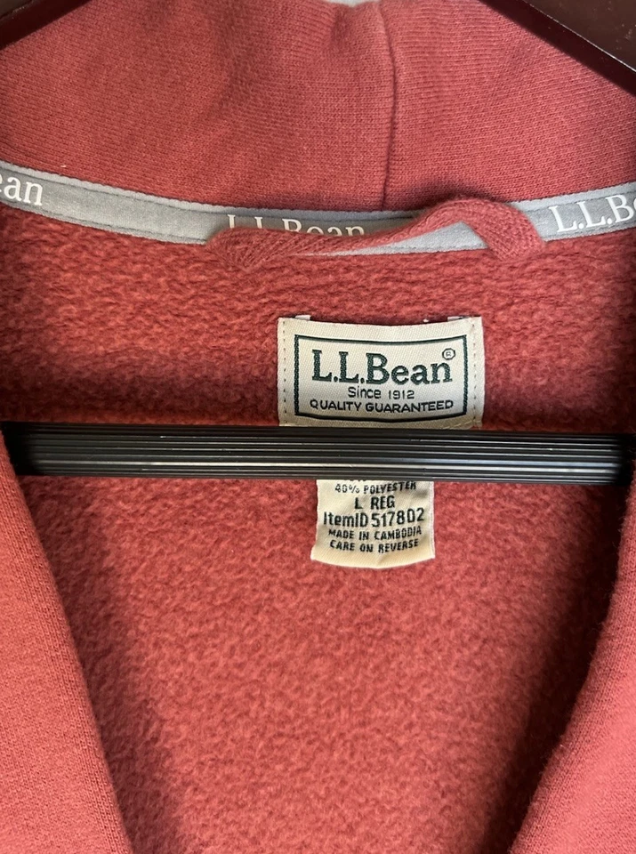 Roupão L.L.Bean forrado de lã vermelho ferrugem masculino tamanho grande regular com cinto mistura de algodão - Imagem 2 de 4