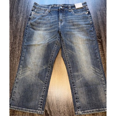 Ethyl Women Size 14 Classic Bootcut Capri Jeans Embellished Fleur de Lis Pockets